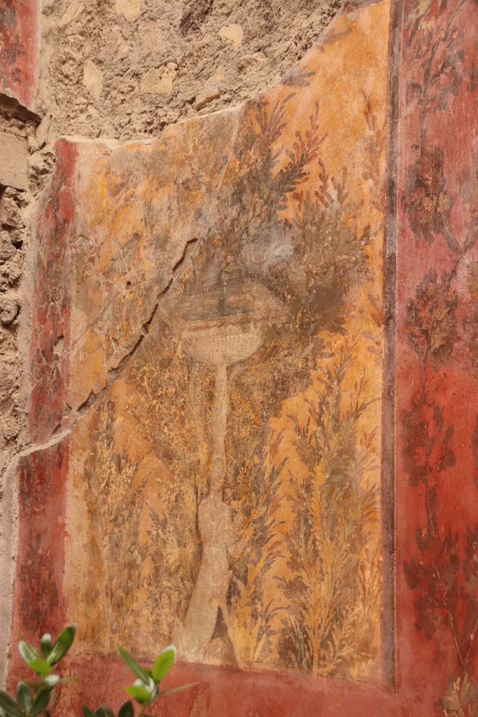 Oplontis Villa of Poppea, May 2010. Room 70, painted fountain from north end of east wall, looking south. 
Photo courtesy of Klaus Heese.