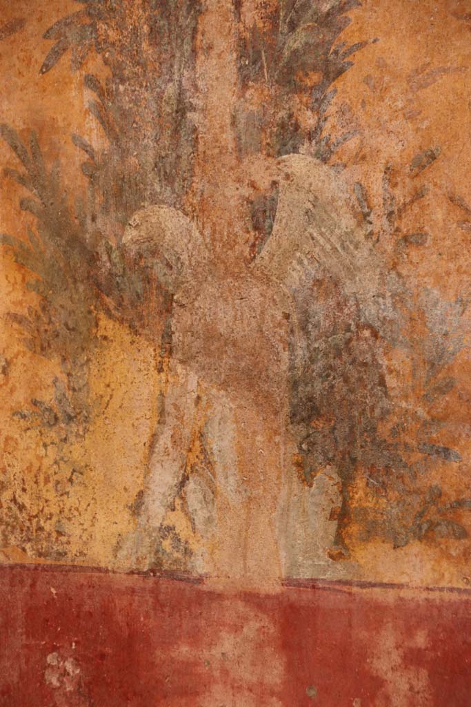 Oplontis Villa of Poppea, October 2020. 
Room 70, detail of fountain support for round fountain at south end of east wall. Photo courtesy of Klaus Heese.