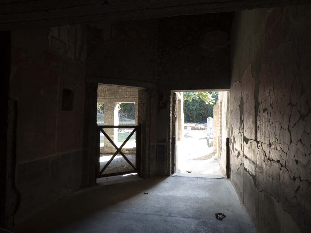 Oplontis Villa of Poppea, September 2017. Room 79, looking east to doorway into room 78, centre left, and to room 85, centre right.  
Foto Annette Haug, ERC Grant 681269 DÉCOR.