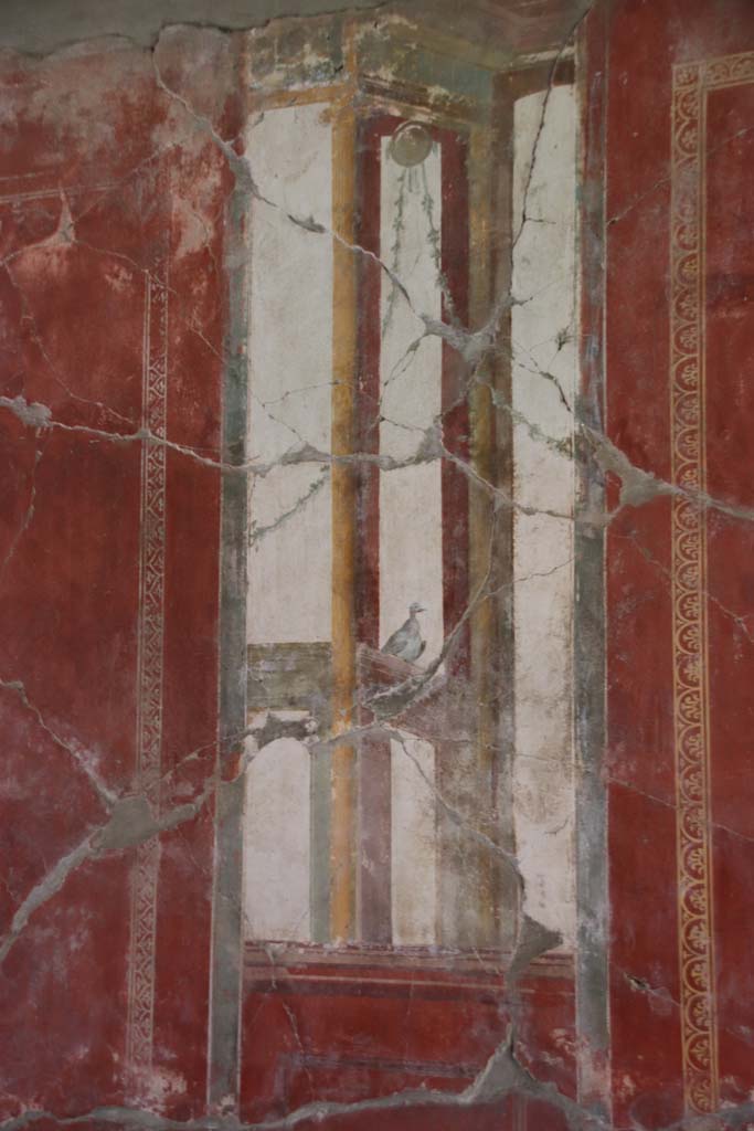 Oplontis Villa of Poppea, September 2021. 
Room 81, detail from centre of south wall. Photo courtesy of Klaus Heese.