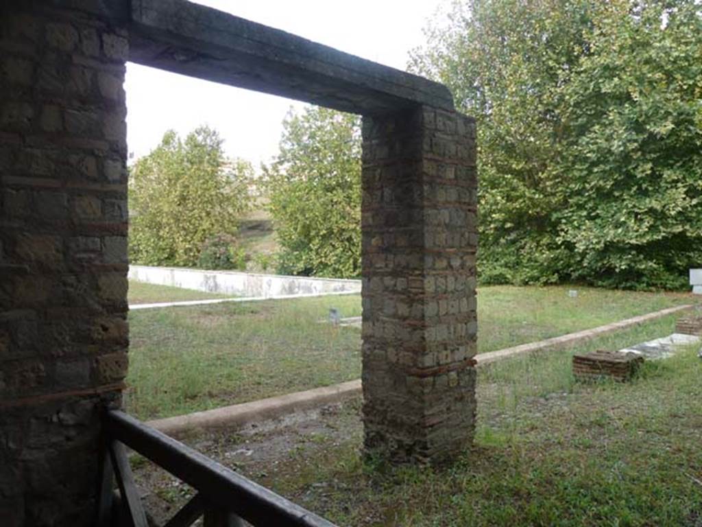 Oplontis Villa of Poppea, September 2015. Room 92, looking north-east across area 86 and narrow area 85 north of  pilasters.