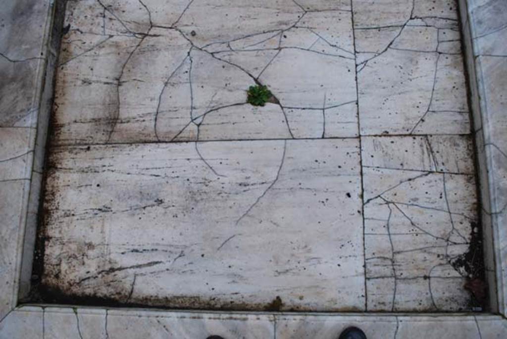 Oplontis Villa of Poppea, February 2009. Room 92, south end of the small impluvium like marble feature.
Photo courtesy of Drew Baker - from the King's College London, Villa of Oplontis Archive.