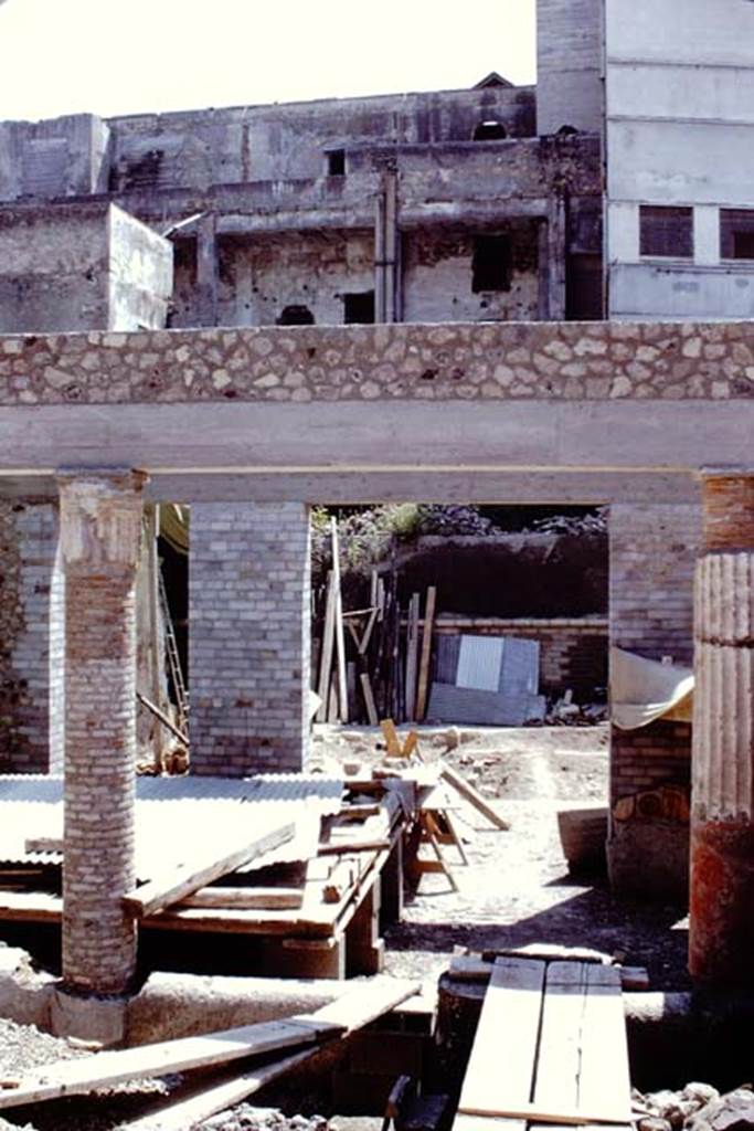 Oplontis, 1968.  Room 20, looking south across west end of room 4, towards the atrium, room 5. Photo by Stanley A. Jashemski.
Source: The Wilhelmina and Stanley A. Jashemski archive in the University of Maryland Library, Special Collections (See collection page) and made available under the Creative Commons Attribution-Non Commercial License v.4. See Licence and use details. J68f1512