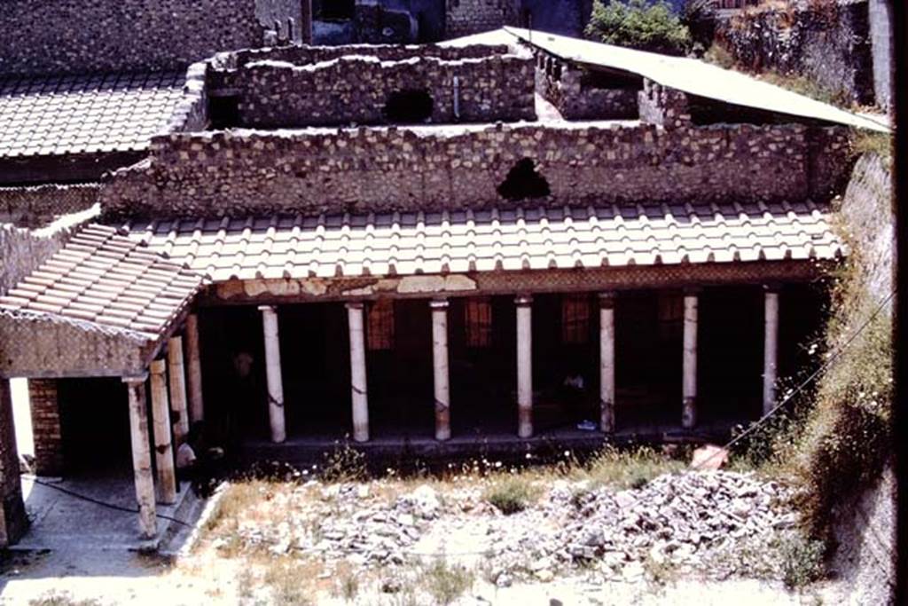 Oplontis, 1973. Looking south towards Portico 33. (13)  Photo by Stanley A. Jashemski. 
Source: The Wilhelmina and Stanley A. Jashemski archive in the University of Maryland Library, Special Collections (See collection page) and made available under the Creative Commons Attribution-Non Commercial License v.4. See Licence and use details. J73f0356