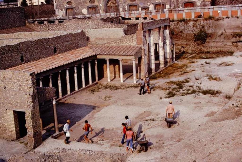 Oplontis, 1974. Looking south-west across north garden. Photo by Stanley A. Jashemski.   
Source: The Wilhelmina and Stanley A. Jashemski archive in the University of Maryland Library, Special Collections (See collection page) and made available under the Creative Commons Attribution-Non Commercial License v.4. See Licence and use details. J74f0601