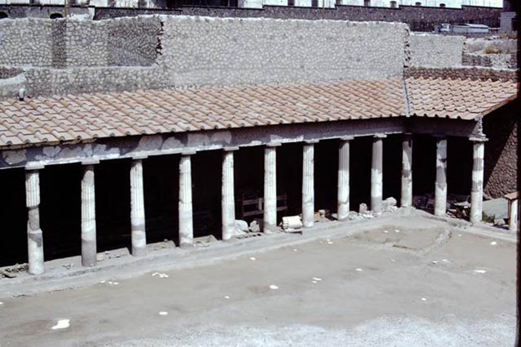 Oplontis, 1975. Looking west across area 59, the south-east peristyle with its root cavities. Photo by Stanley A. Jashemski.   
Source: The Wilhelmina and Stanley A. Jashemski archive in the University of Maryland Library, Special Collections (See collection page) and made available under the Creative Commons Attribution-Non Commercial License v.4. See Licence and use details. J75f0468