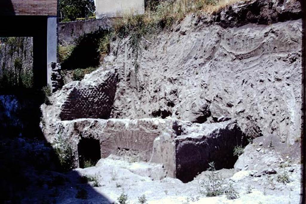 Oplontis, Villa of Lucius Crassius Tertius. 1975. West end of site. Photo by Stanley A. Jashemski.   
Source: The Wilhelmina and Stanley A. Jashemski archive in the University of Maryland Library, Special Collections (See collection page) and made available under the Creative Commons Attribution-Non Commercial License v.4. See Licence and use details.
J75f0418