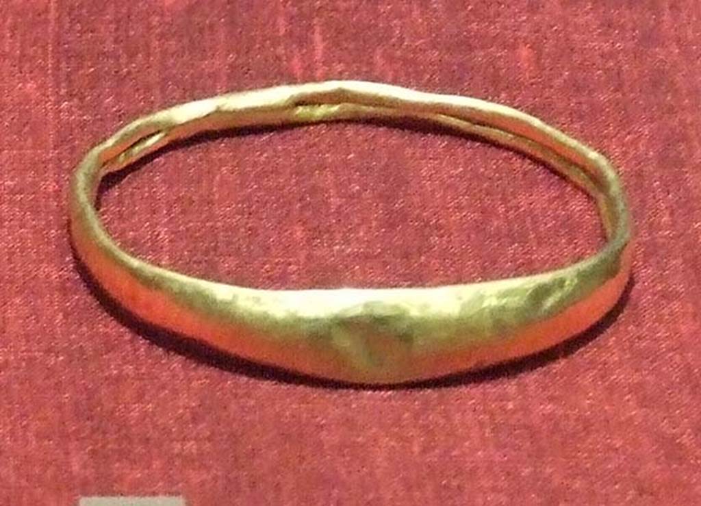 Oplontis, Villa of Lucius Crassius Tertius. Gold bracelet.
SAP inventory number 72536.
Photographed at “A Day in Pompeii” exhibition at Melbourne Museum. September 2009.
