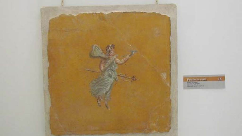 Gragnano, Villa rustica in Località Carmiano, Villa A. Room 9. Psyche in flight.
Stabiae Antiquarium, inventory number 63693.
Photo courtesy of Donna Dollings.