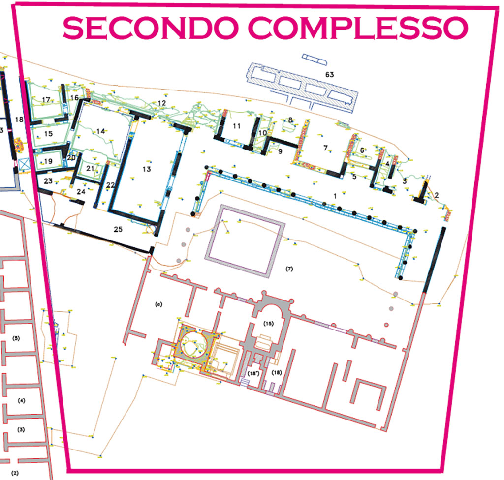 Stabiae, Secondo Complesso, October 2016. Scavi archeologici di Stabiae Plan. 
See Guida Stabiae, Scavi archeologici di Stabiae, p. 15.