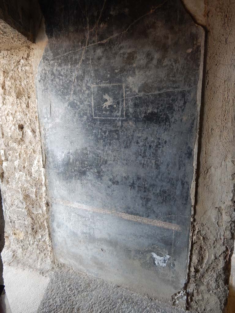 Stabiae, Secondo Complesso, June 2019. 
Room 15, east wall between doorway to room 16, on left, and room 14, on right.
Photo courtesy of Buzz Ferebee.