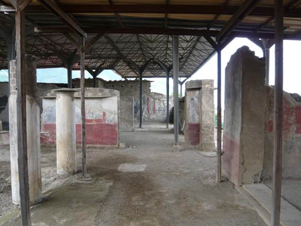 Stabiae, Secondo Complesso (Villa B), May 2010.  Room 1, looking west into rooms 13 and 14 through doorway in north-west corner of peristyle portico. Photo courtesy of Buzz Ferebee.