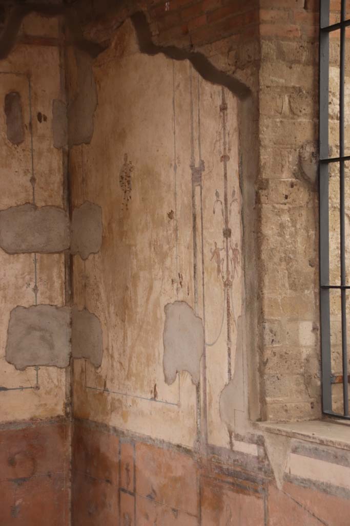 Stabiae, Villa Arianna, October 2020. 
Room 12, looking towards south end of west wall. Photo courtesy of Klaus Heese.