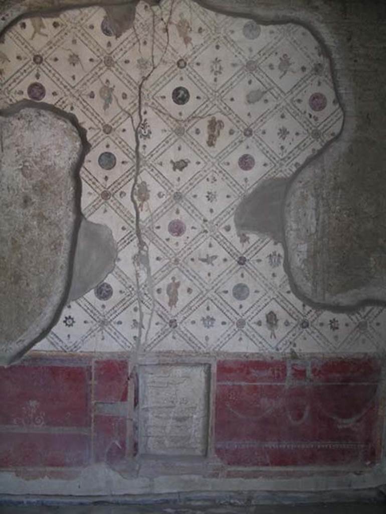 Stabiae, Villa Arianna, April 2005. Room 9, showing extremely complex and painted decoration painted with great effect in IV Style. Photo courtesy of Michael Binns.