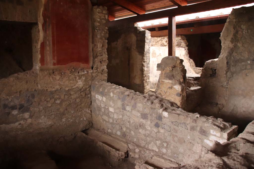 Stabiae, Villa Arianna, October 2020. 
Room 31, looking towards north-east corner, with room 28, on right, and Corridor 26 at rear, on right. Photo courtesy of Klaus Heese.
