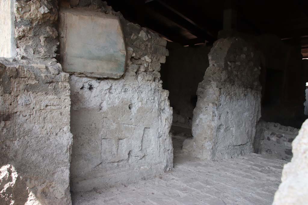 Stabiae, Villa Arianna, September 2021. 
Room 31, the tepidarium, looking towards north wall with doorway to room 6. Photo courtesy of Klaus Heese.