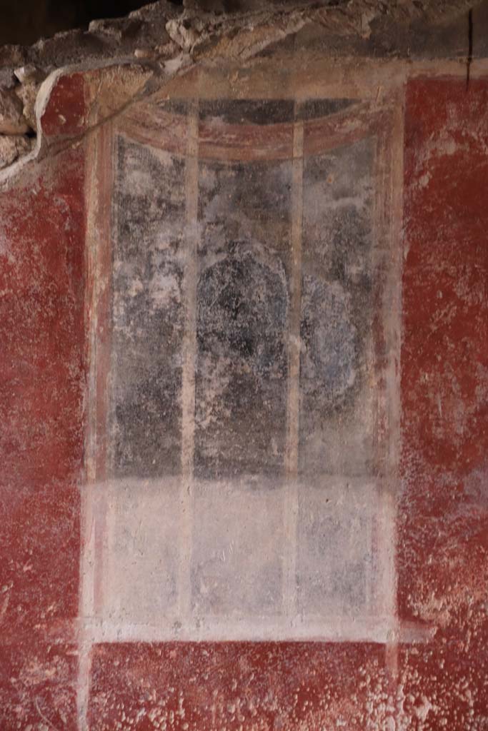 Stabiae, Villa Arianna, October 2020. W30, detail of painted decoration on north wall in north-west corner. Photo courtesy of Klaus Heese.