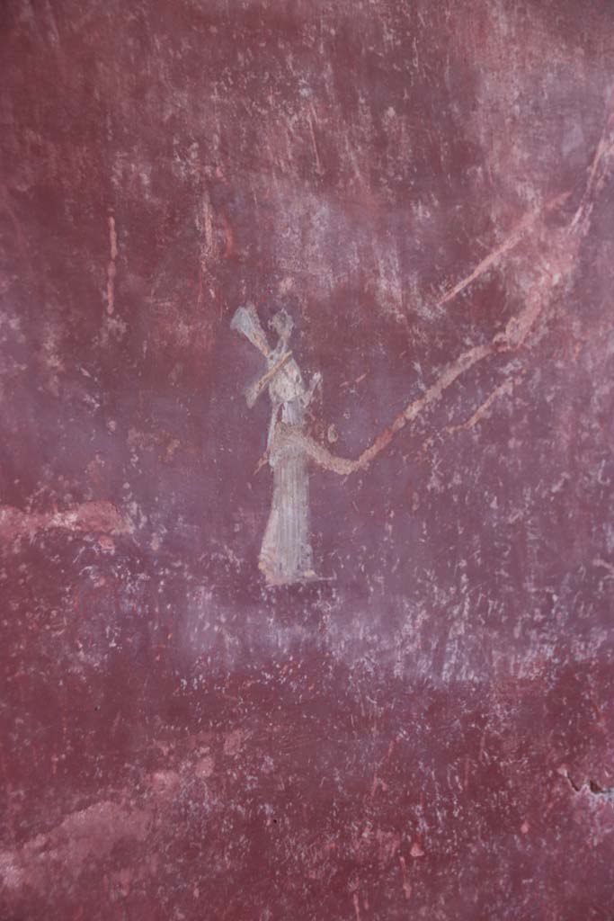 Stabiae, Villa Arianna, September 2021. 
W.28, west wall with painted figure. Photo courtesy of Klaus Heese.