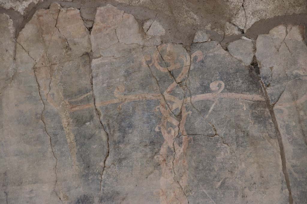 Stabiae, Villa Arianna, September 2021. 
W.22, west portico of courtyard, detail of painted decoration between rooms W.26 and corridor W.27. Photo courtesy of Klaus Heese.