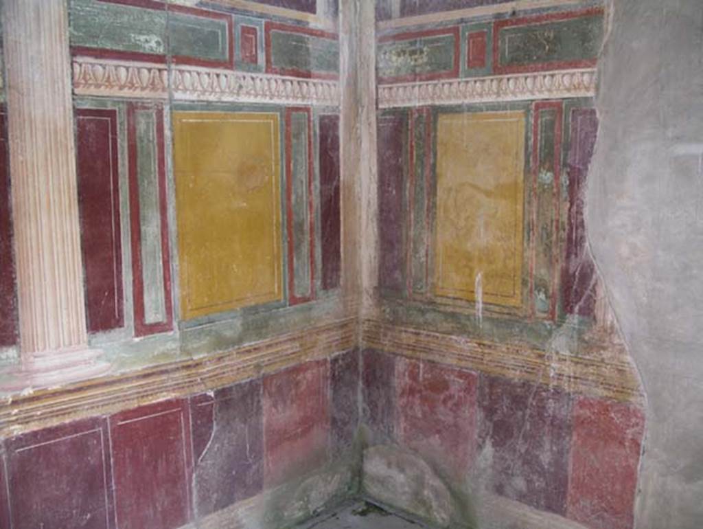 Villa Arianna, April 2005. Room 45, painted decoration from the north-east corner. 
Photo courtesy of Michael Binns.