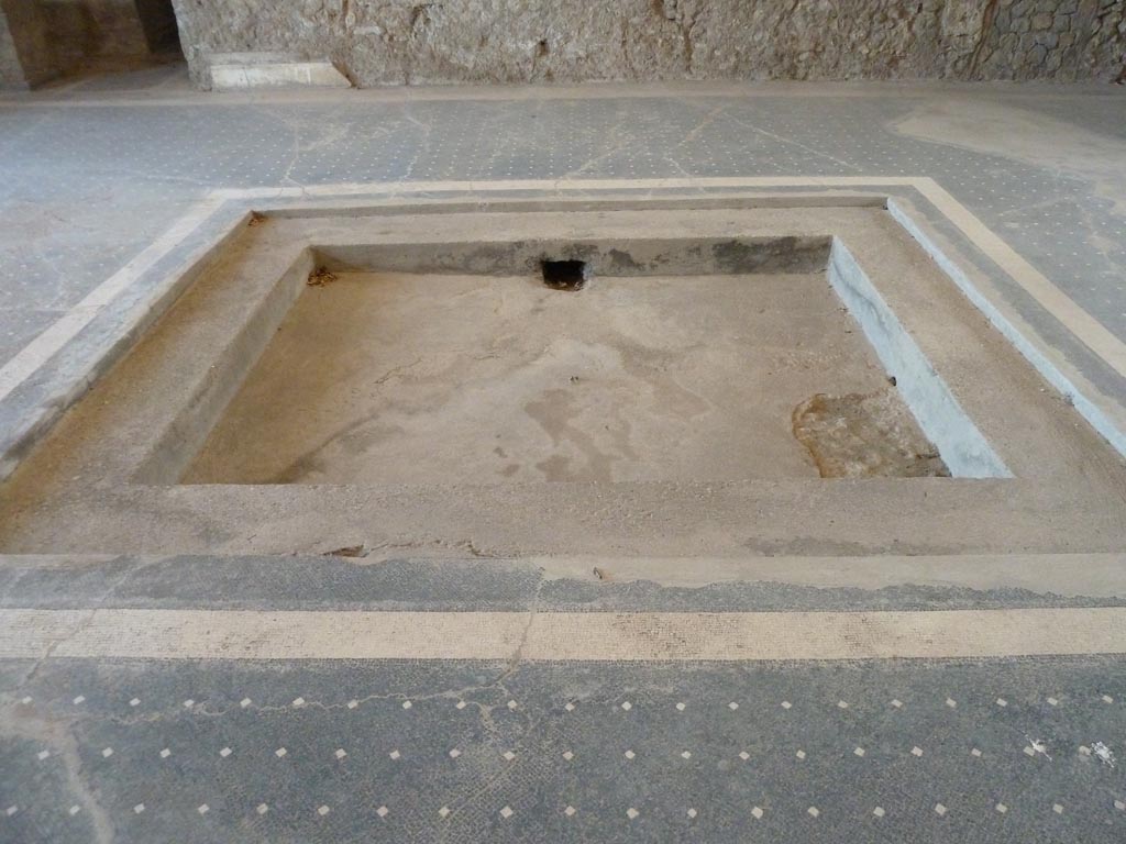 Stabiae, Villa Arianna, September 2015. Room 24, looking east across impluvium in atrium.