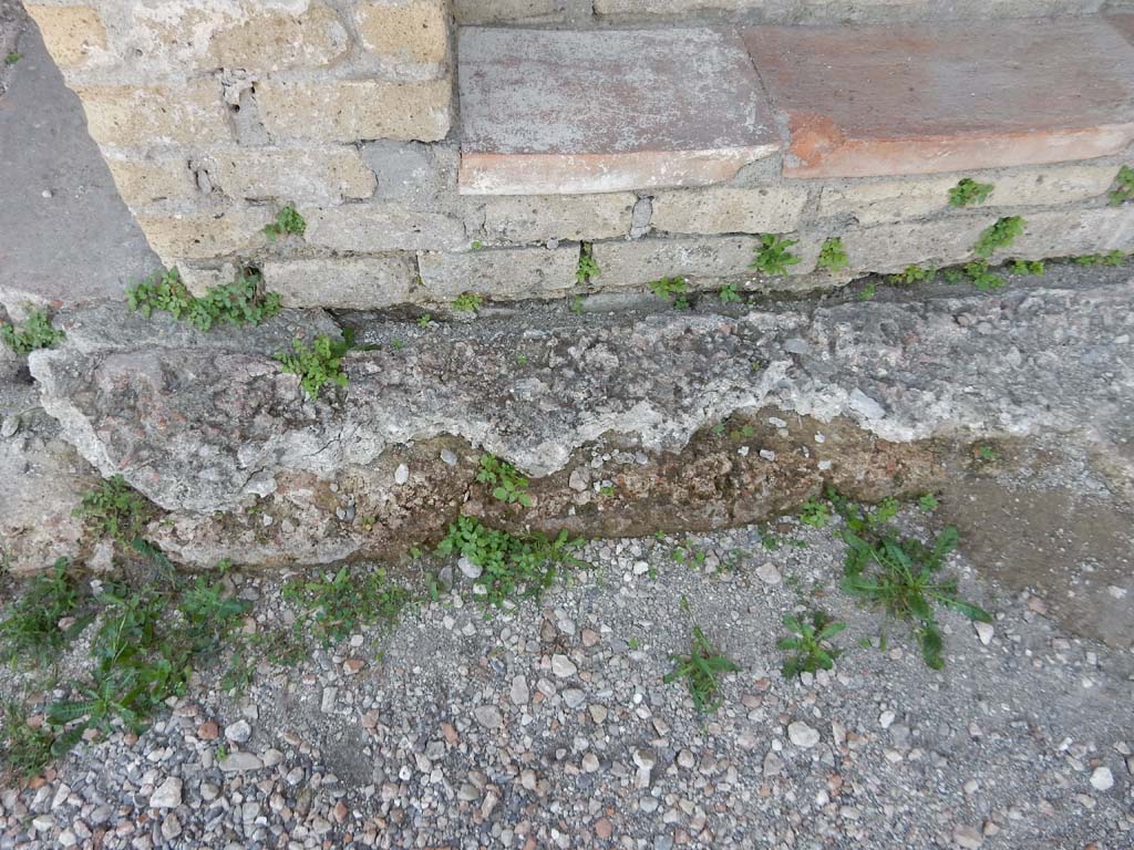 Stabiae, Villa Arianna, June 2019. Room 34, detail of remaining flooring at base of steps. Photo courtesy of Buzz Ferebee.