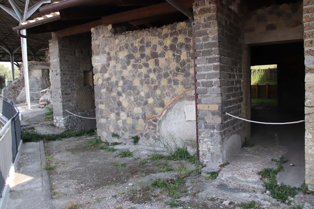 Stabiae, Villa Arianna, September 2021. 
Looking east towards area of room 35, in centre, and doorway to room 33, on right. Photo courtesy of Klaus Heese.