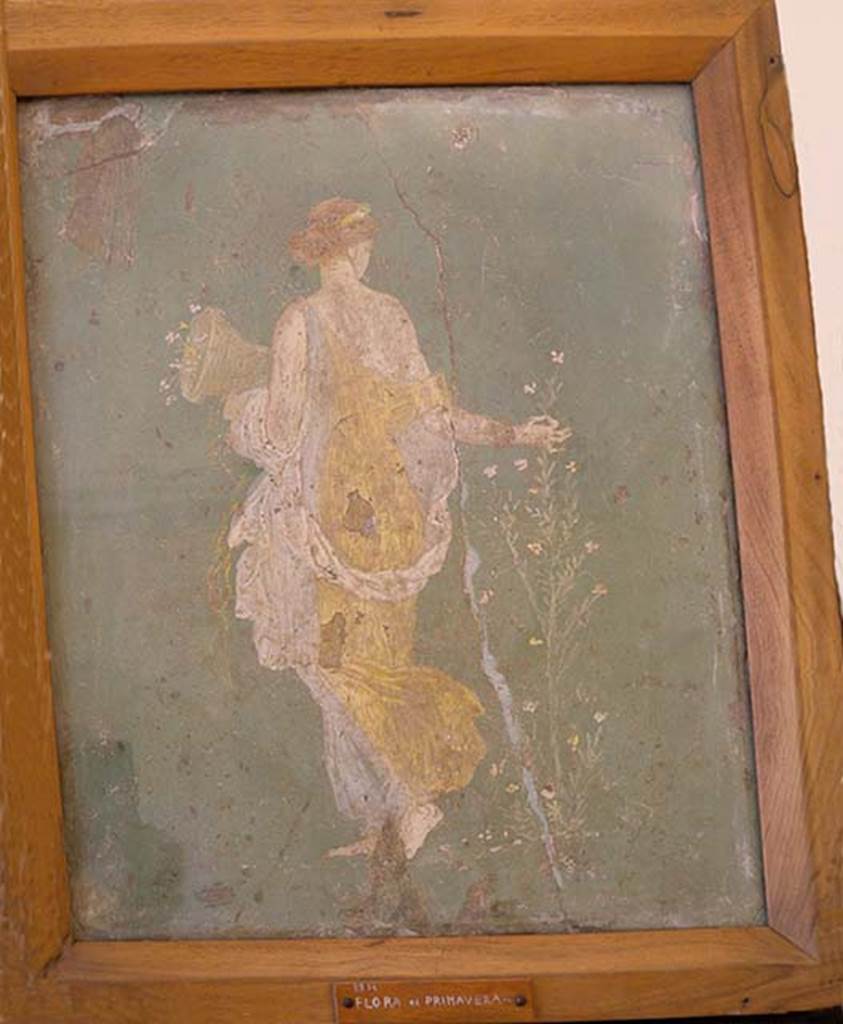 Stabiae, Villa Arianna, found 25th July 1759. Room W.26. Wall painting of Flora cd Primavera.
Now in Naples Archaeological Museum. Inventory number 8834.