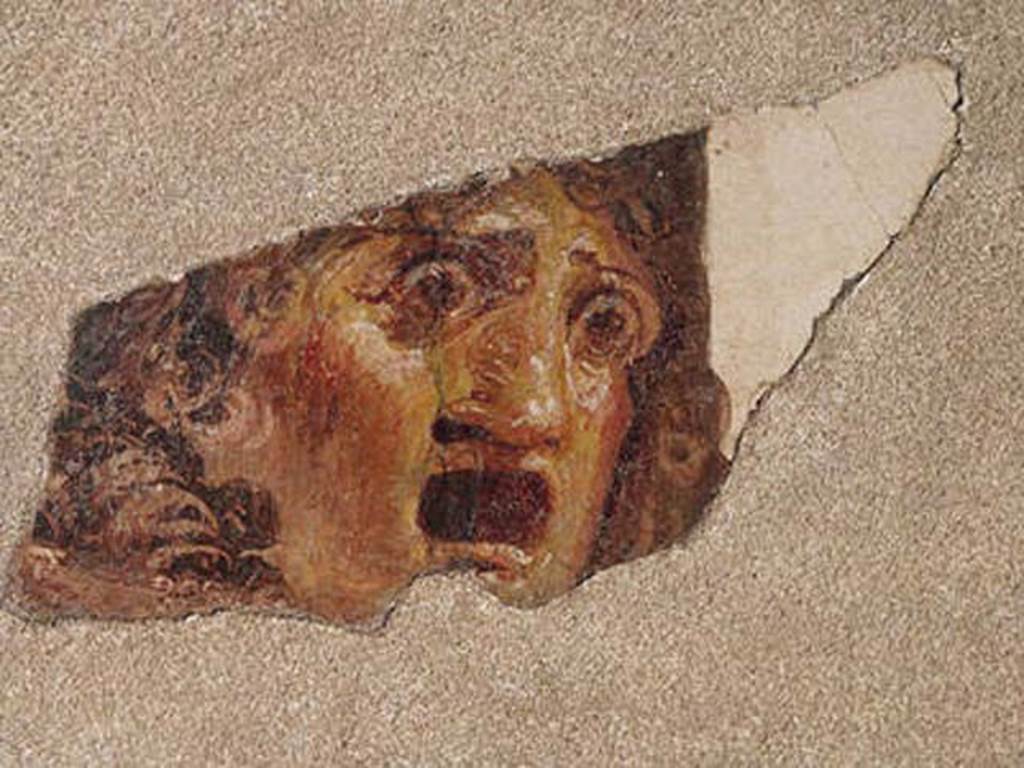 Stabiae, Villa Arianna, painting of tragic mask.
Now in Stabia Antiquarium.