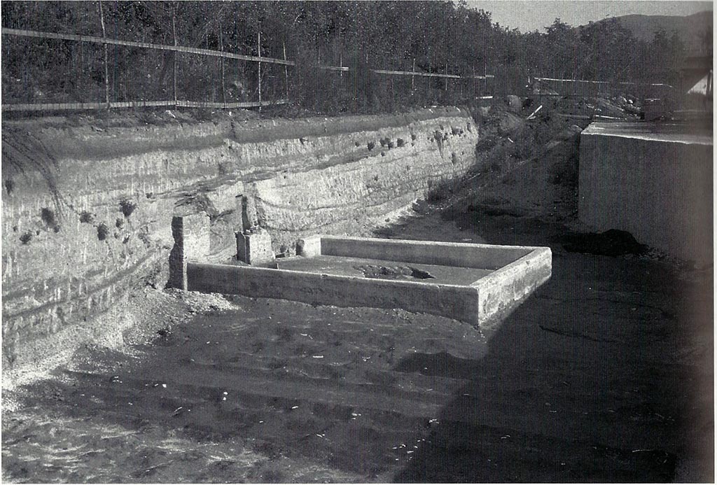 Boscoreale. Località Cangiani. 1993. View of the farmyard of the rustic villa with agricultural crops.
Veduta dell’aia della villa rustica con coltivazioni agricole.
See Stefani, G. Comune di Boscoreale. Località Cangiani. In Rivista di Studi Pompeiani VI, 1993-4, p. 224-5, fig. 11.