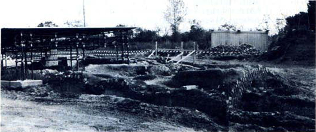 Boscoreale, Villa rustica in via Casone Grotta, proprietà Risi di Prisco. Detail of the exposed walls. Photo courtesy V. Aiello.
See Prosperi, M. and Casale A., 1988. Ipotesi e Testimonianze Archeologiche Sul Suburbio di Pompei. Torre Annunziata, p. 32.
Courtesy of Centro Studi Archeologici di Boscoreale, Boscotrecase e Trecase. Our thanks to Angelandrea Casale.
See book on Centro Studi Archeologici di Boscoreale, Boscotrecase e Trecase