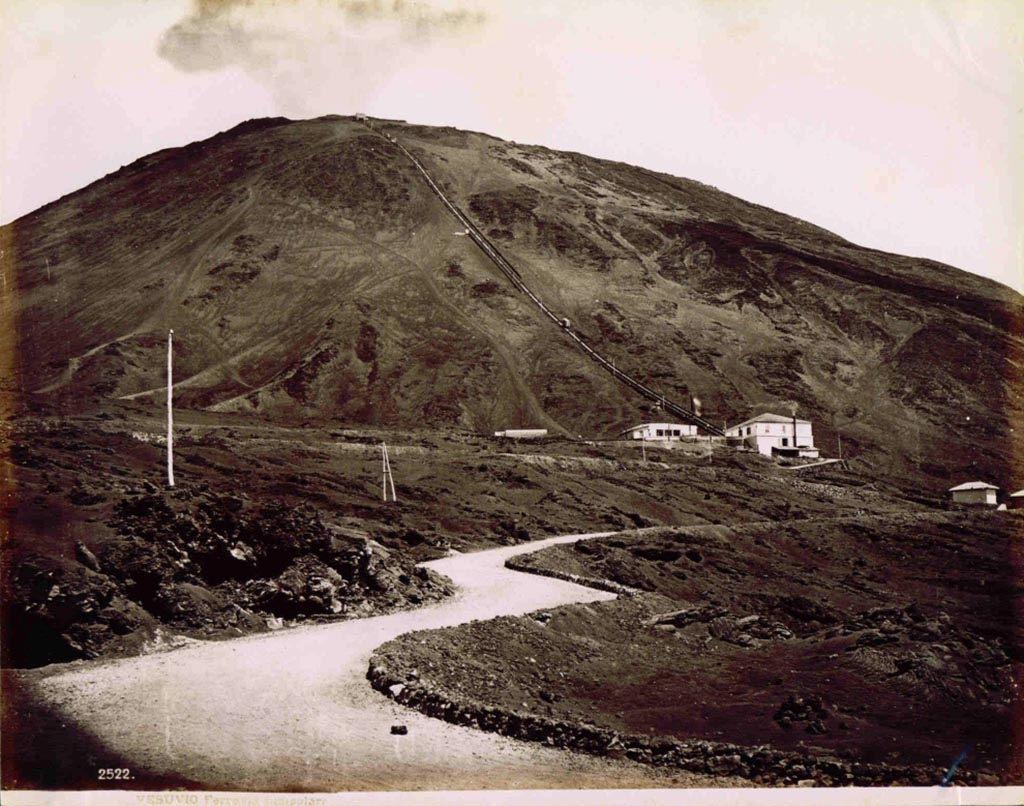 Vesuvius Funicular railway. 19th Century.
Photograph No. 2522, by Giorgio Sommer (1834-1914). Public domain, via Wikimedia Commons.