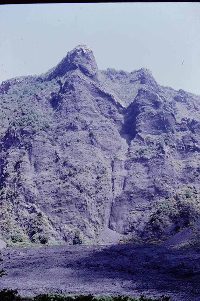 Vesuvius, 1972. Lava cliff. Photo by Stanley A. Jashemski. 
Source: The Wilhelmina and Stanley A. Jashemski archive in the University of Maryland Library, Special Collections (See collection page) and made available under the Creative Commons Attribution-Non-commercial License v.4. See Licence and use details.
J72f0045