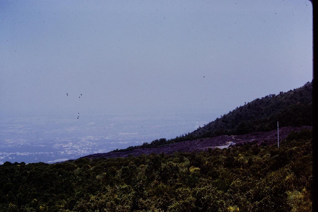 Vesuvius, 1972. View across to plain below. Photo by Stanley A. Jashemski. 
Source: The Wilhelmina and Stanley A. Jashemski archive in the University of Maryland Library, Special Collections (See collection page) and made available under the Creative Commons Attribution-Non-commercial License v.4. See Licence and use details.
J72f0047