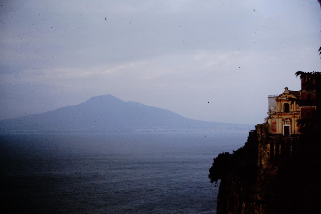 Looking towards Vesuvius across Bay of Naples, from Sorrento. 1964. Photo by Stanley A. Jashemski.
Source: The Wilhelmina and Stanley A. Jashemski archive in the University of Maryland Library, Special Collections (See collection page) and made available under the Creative Commons Attribution-Non-commercial License v.4. See Licence and use details.
J64f1448