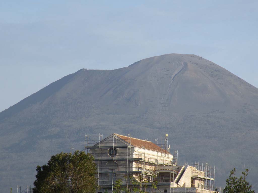 Pompeii. April 2019. Looking north towards Casina dell’Aquila, and Vesuvius. 
Photo courtesy of Rick Bauer.