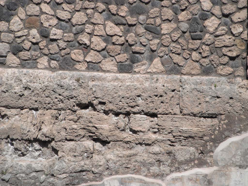 Walls on south side of Porta Marina, Pompeii. June 2012.
Detail of stonework and remaining stucco from wall of Suburban Villa. Photo courtesy of Ivo van der Graaff.