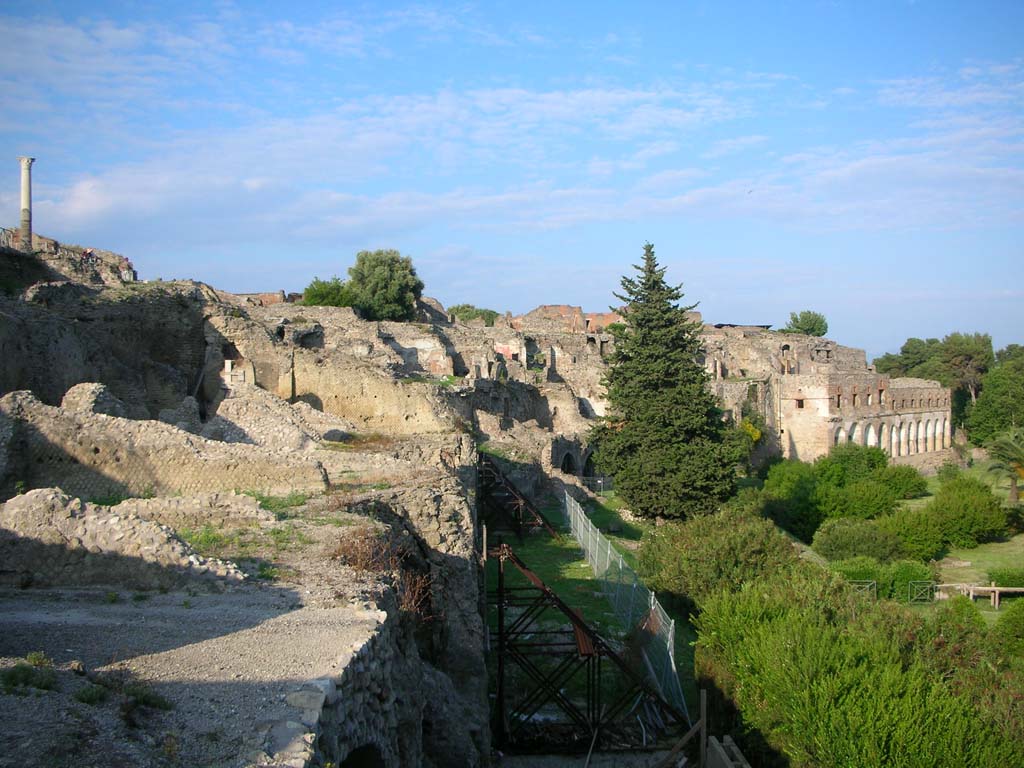 VIII.1.3 Pompeii. May 2010. 
Looking east from rear of Temple of Venus, with VIII.2.1 in centre, and VIII.2.20 Sarno Baths, on right. Photo courtesy of Ivo van der Graaff.