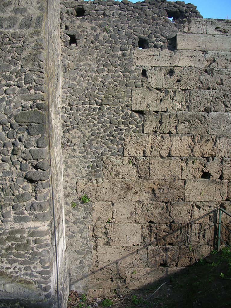 Tower XI, Pompeii. May 2010. 
Looking towards City Wall on west side of Tower. Photo courtesy of Ivo van der Graaff.