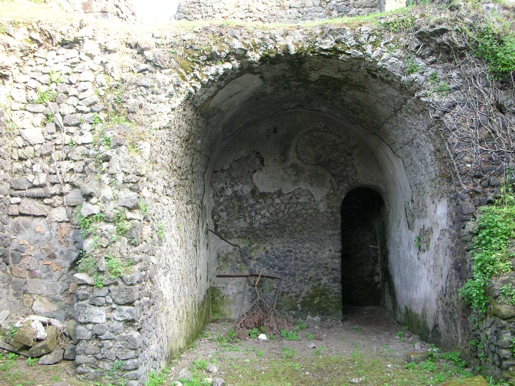 Tower XII, Pompeii. May 2010. 
Looking south towards base of Tower built into north side of city wall. Photo courtesy of Ivo van der Graaff.