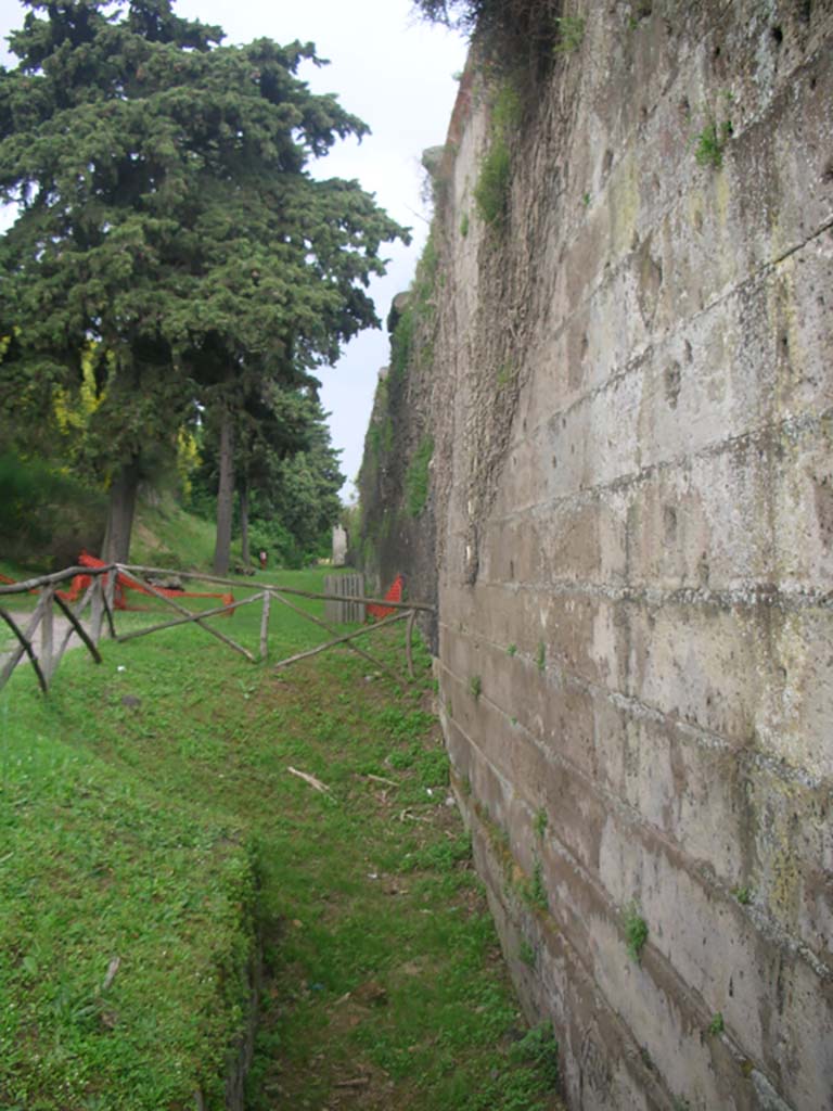 Walls on north side of Pompeii. May 2010. 
Looking east from near west end near Herculaneum Gate. Photo courtesy of Ivo van der Graaff.