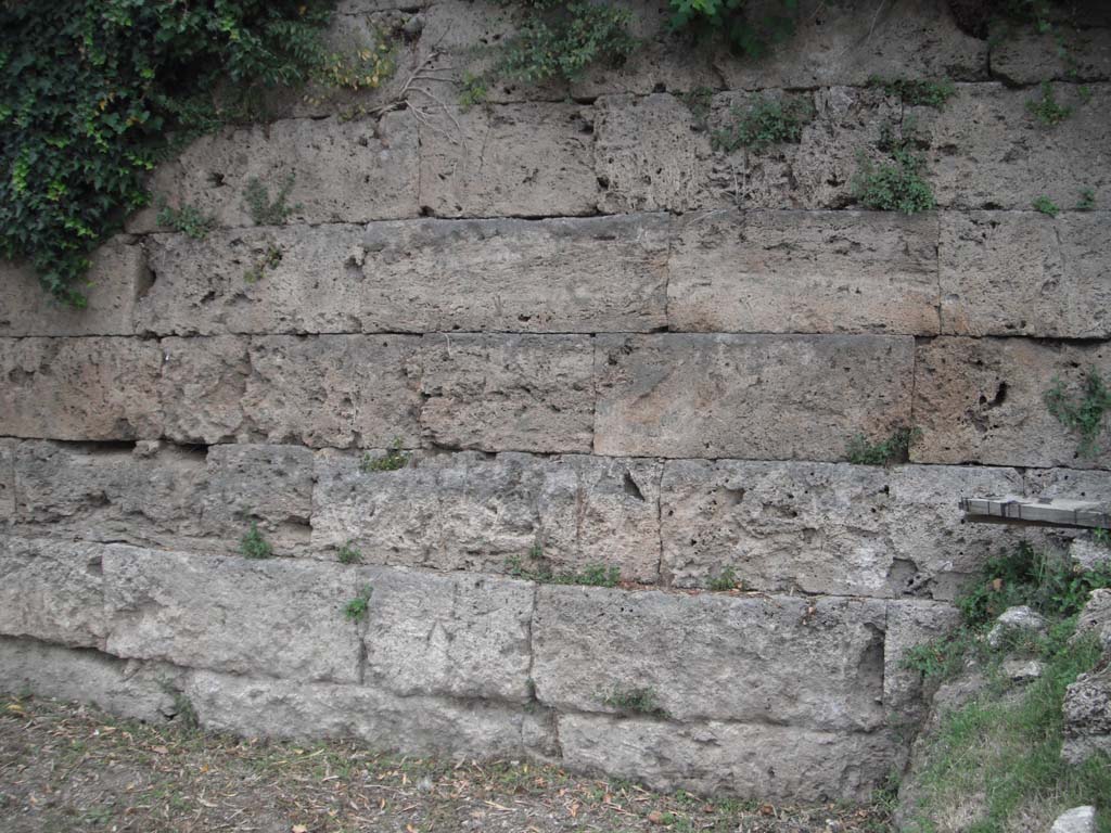 Walls on south side of City, Pompeii. May 2010. 
Detail of City Walls on west side of Tower IV. Photo courtesy of Ivo van der Graaff.