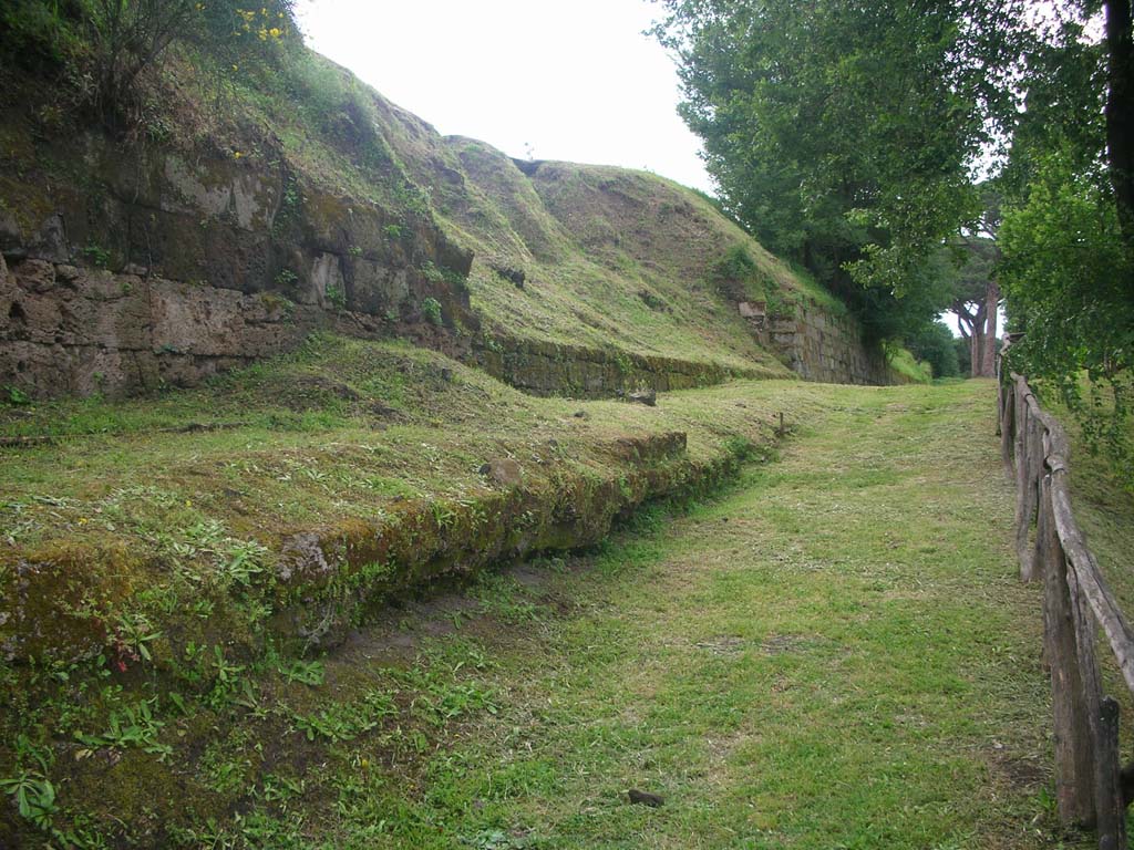 Walls on east side of Pompeii in north-east corner. May 2010. Looking north. Photo courtesy of Ivo van der Graaff.
