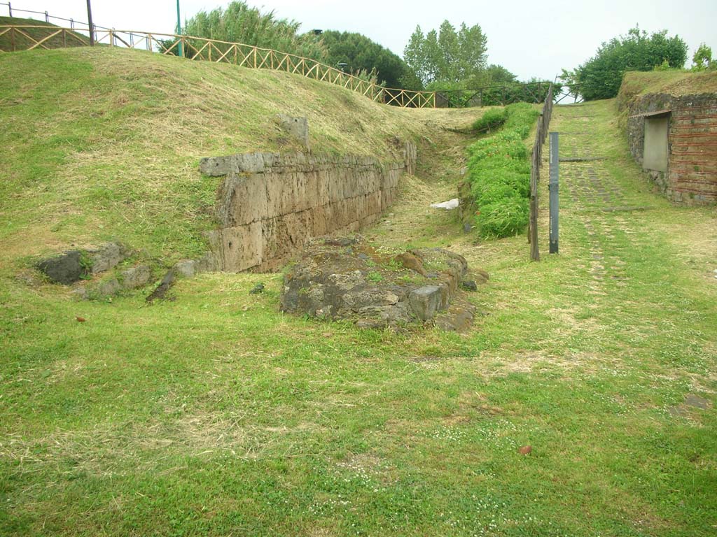 City Walls on north side of Pompeii, east side of Vesuvian Gate, May 2010. 
Looking east to site of City Wall. Photo courtesy of Ivo van der Graaff.
