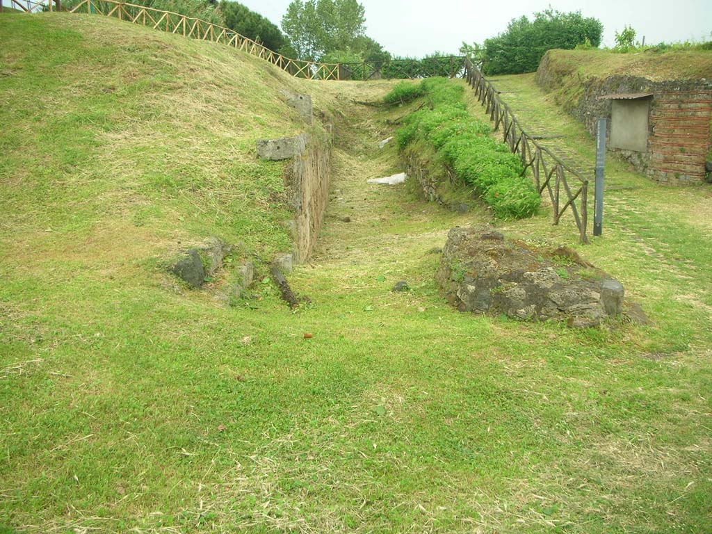 City Walls on north side of Pompeii, east side of Vesuvian Gate, May 2010. 
Looking east along site of City Wall. Photo courtesy of Ivo van der Graaff.